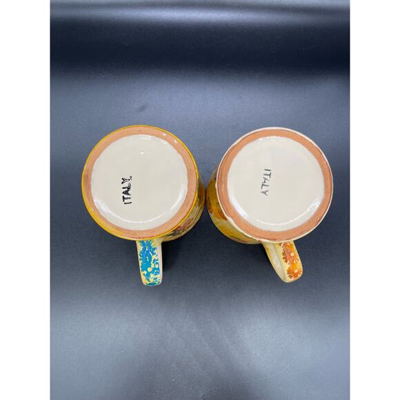 Vintage Italica ARS Pottery Set of 2 Mugs Hand Painted Italy Chip *See photo - Picture 5 of 7